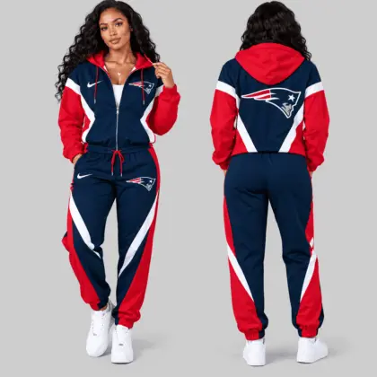 New England Patriots | NFL Contrast Panel Track Jacket Jogger Set