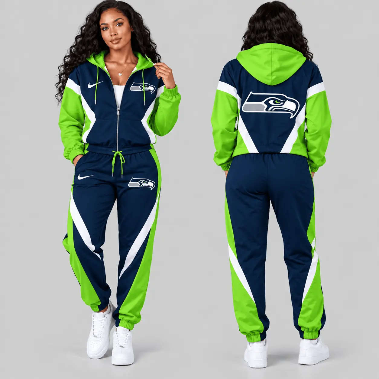 Seattle Seahawks | NFL Contrast Panel Track Jacket Jogger Set
