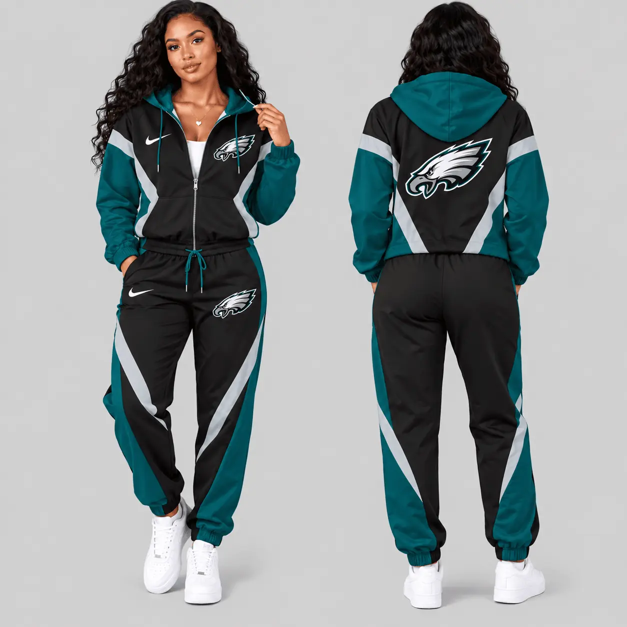 Philadelphia Eagles | NFL Contrast Panel Track Jacket Jogger Set