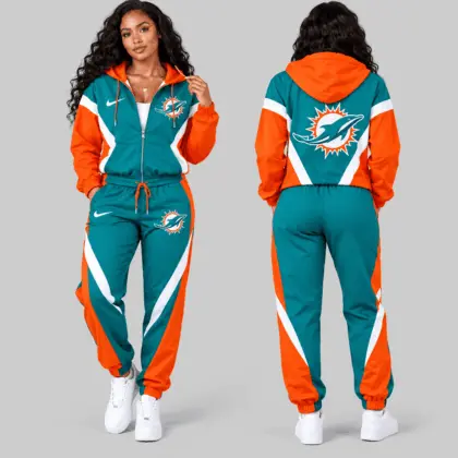 Miami Dolphins | NFL Contrast Panel Track Jacket Jogger Set