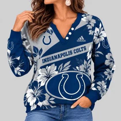 Indianapolis Colts | NFL Tropical Floral Henley Long Sleeve Top