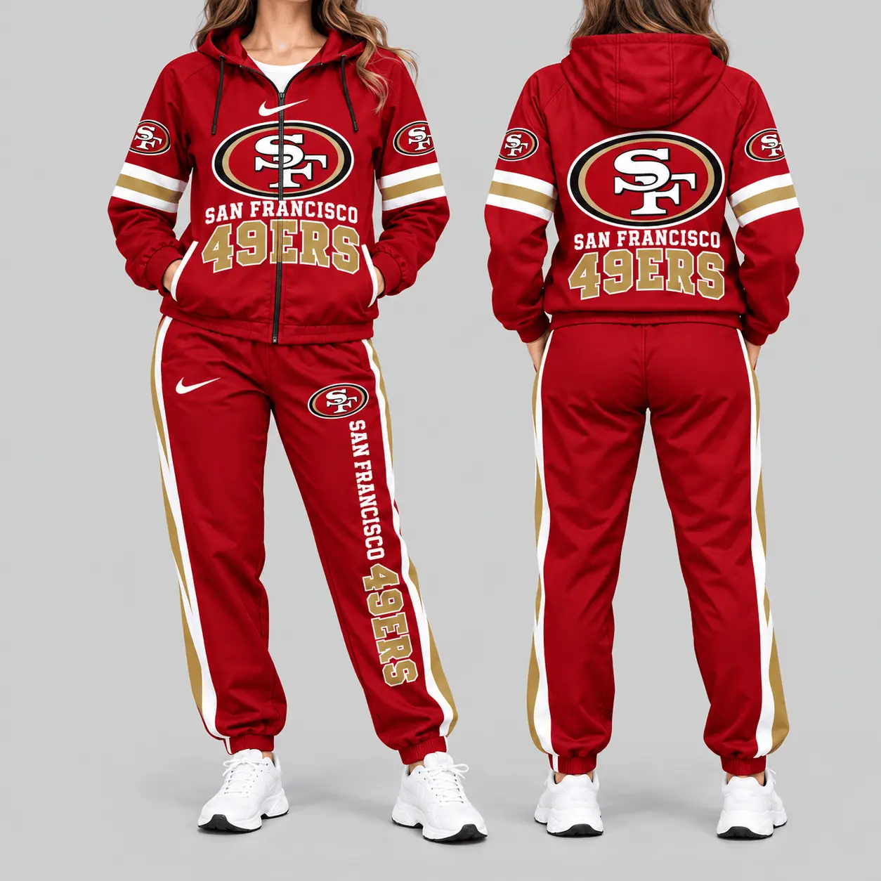 San Francisco 49ers | NFL Stripe Sleeve Hoodie Jogger Set