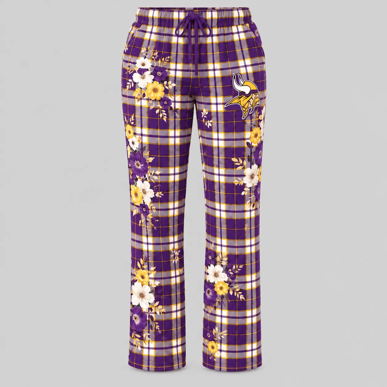 Minnesota Vikings | NFL Floral Plaid Pajama Set - Image 3