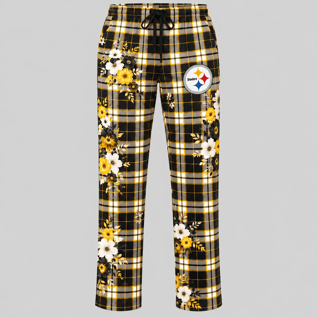 Pittsburgh Steelers | NFL Floral Plaid Pajama Set - Image 3