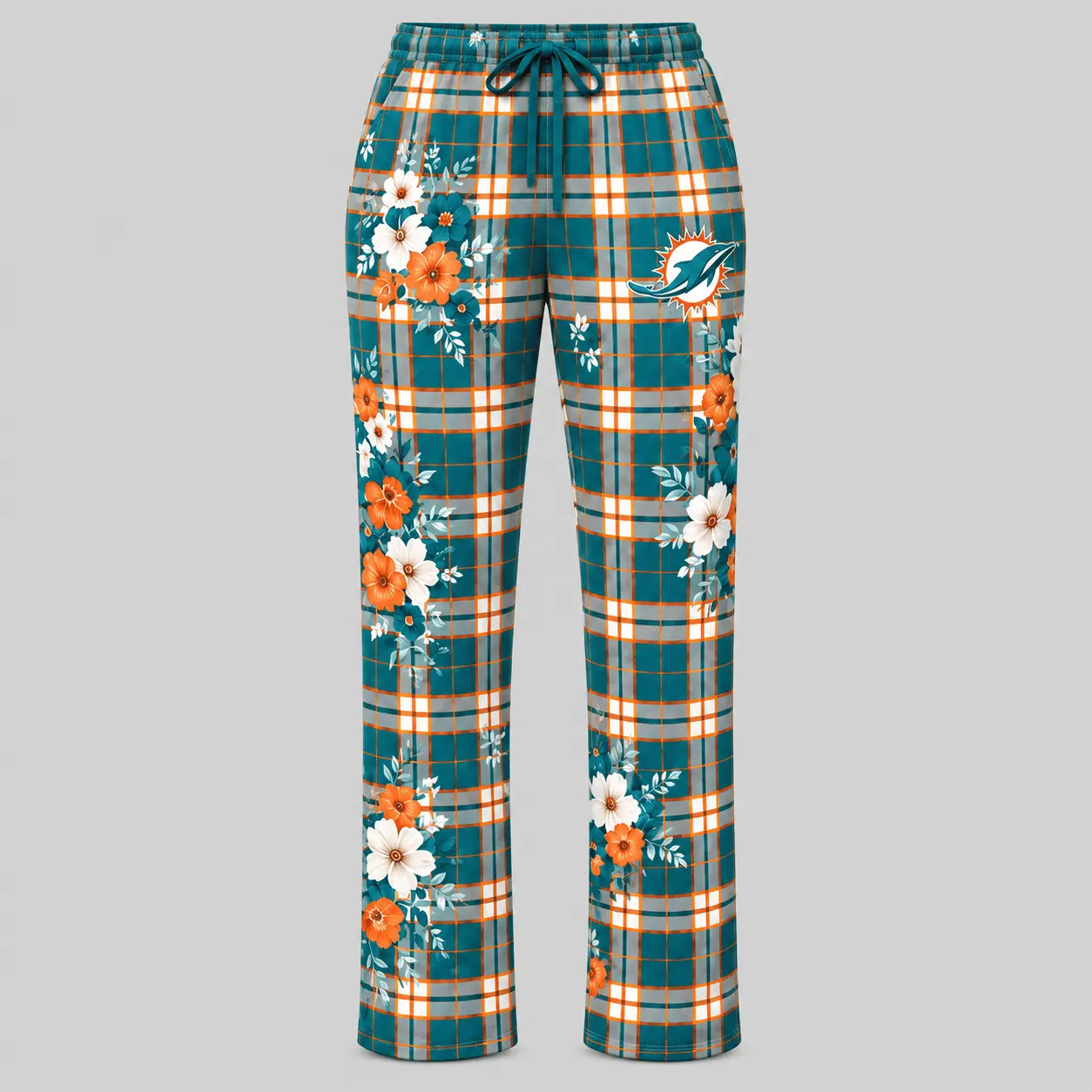 Miami Dolphins | NFL Floral Plaid Pajama Set - Image 3