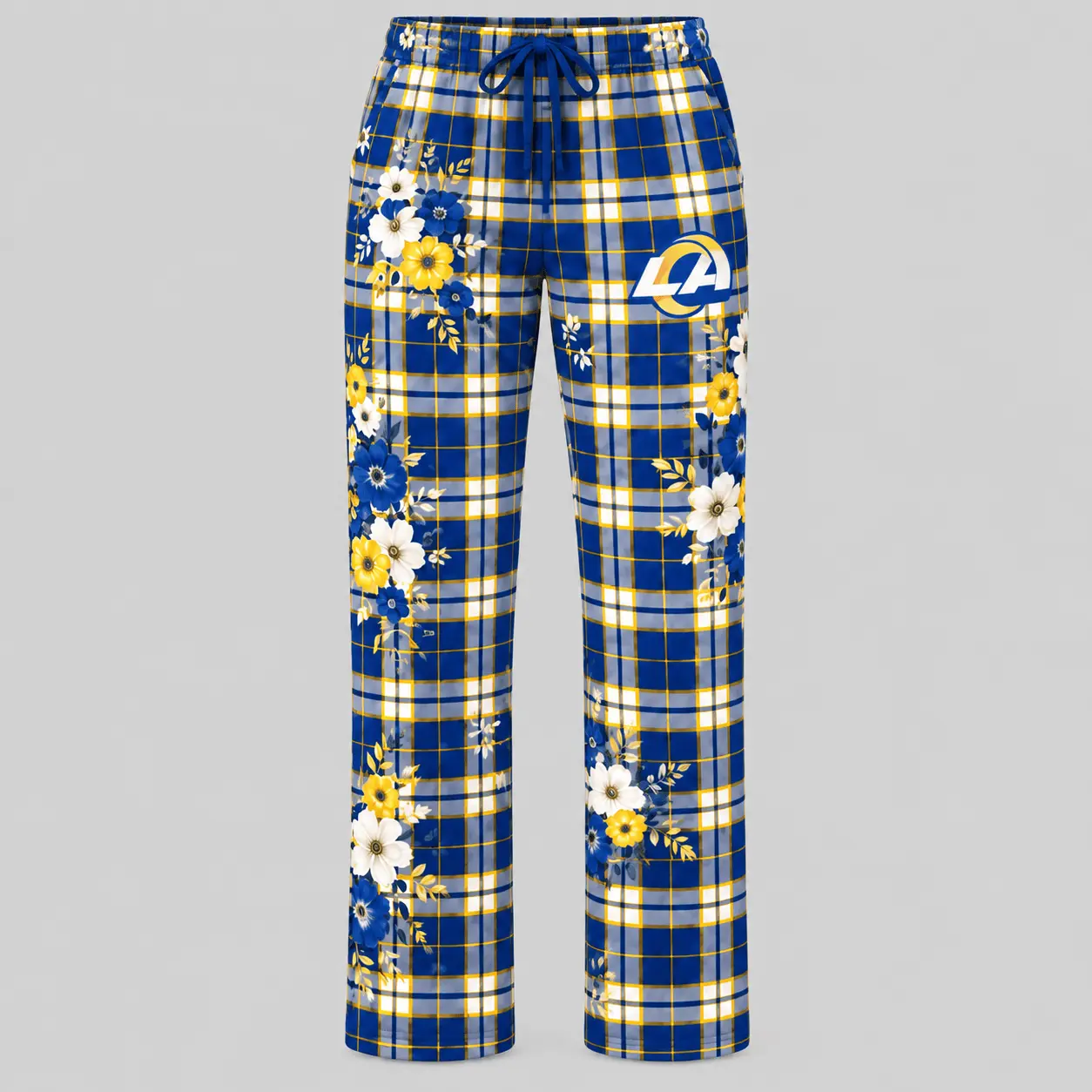 Los Angeles Rams | NFL Floral Plaid Pajama Set - Image 3