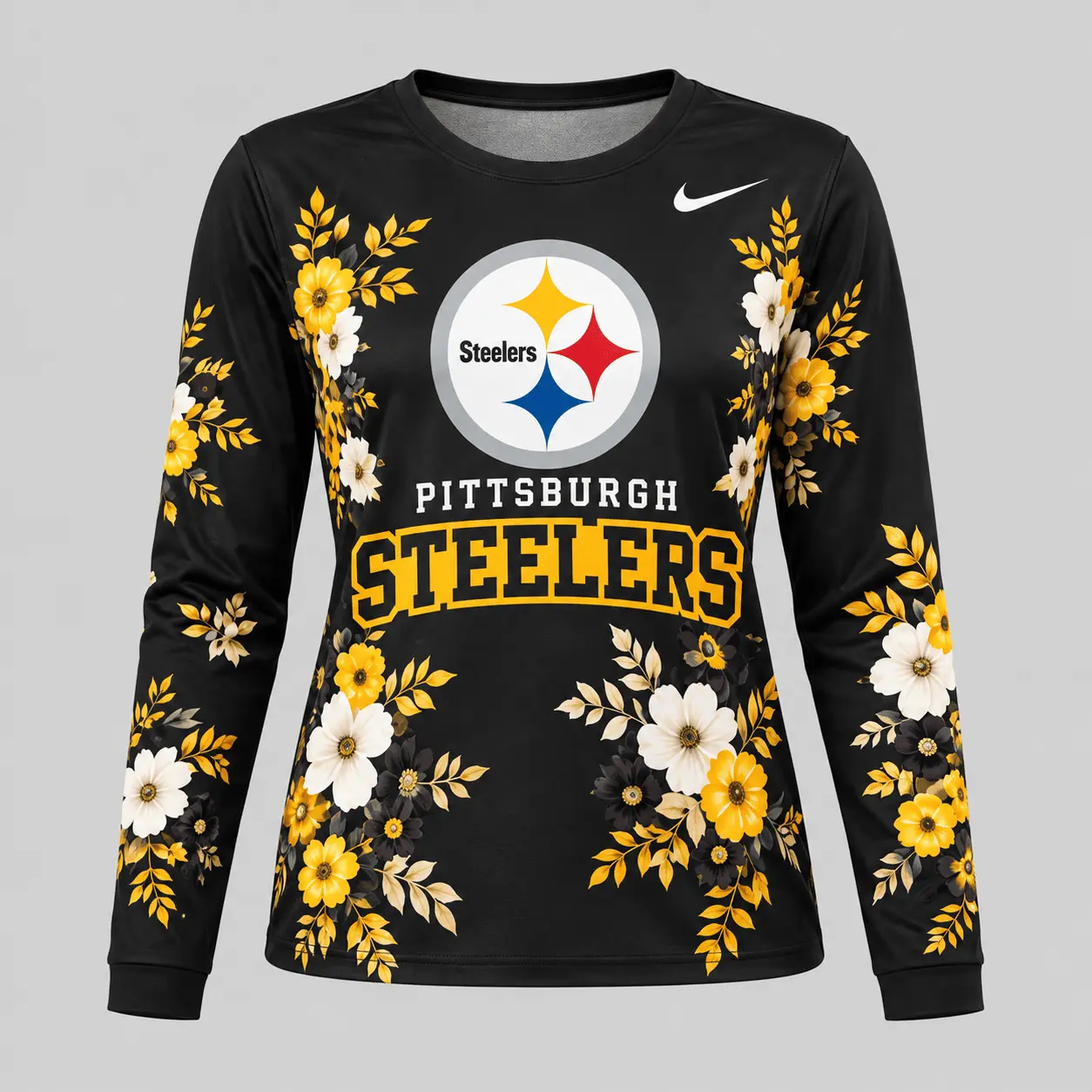 Pittsburgh Steelers | NFL Floral Plaid Pajama Set - Image 2