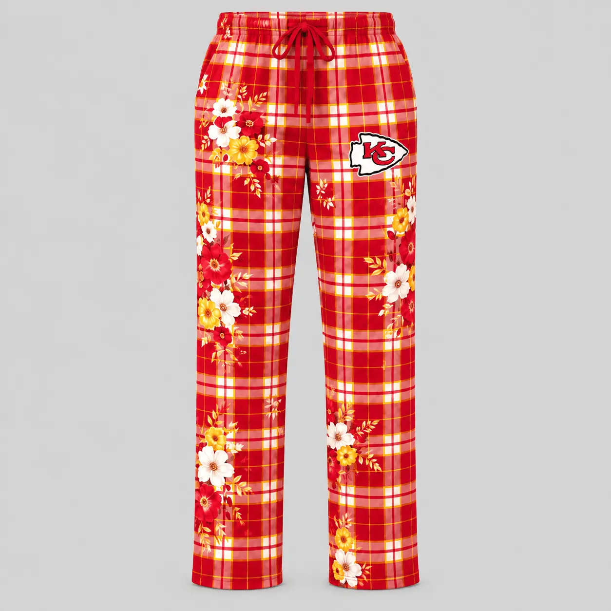 Kansas City Chiefs | NFL Floral Plaid Pajama Set - Image 3