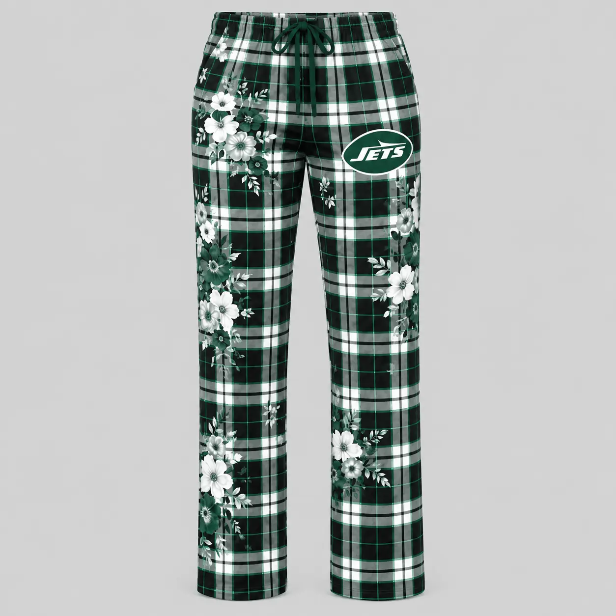 New York Jets | NFL Floral Plaid Pajama Set - Image 3