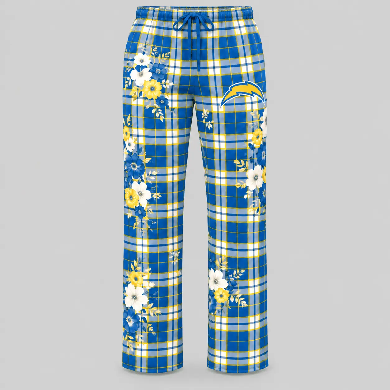 Los Angeles Chargers | NFL Floral Plaid Pajama Set - Image 3