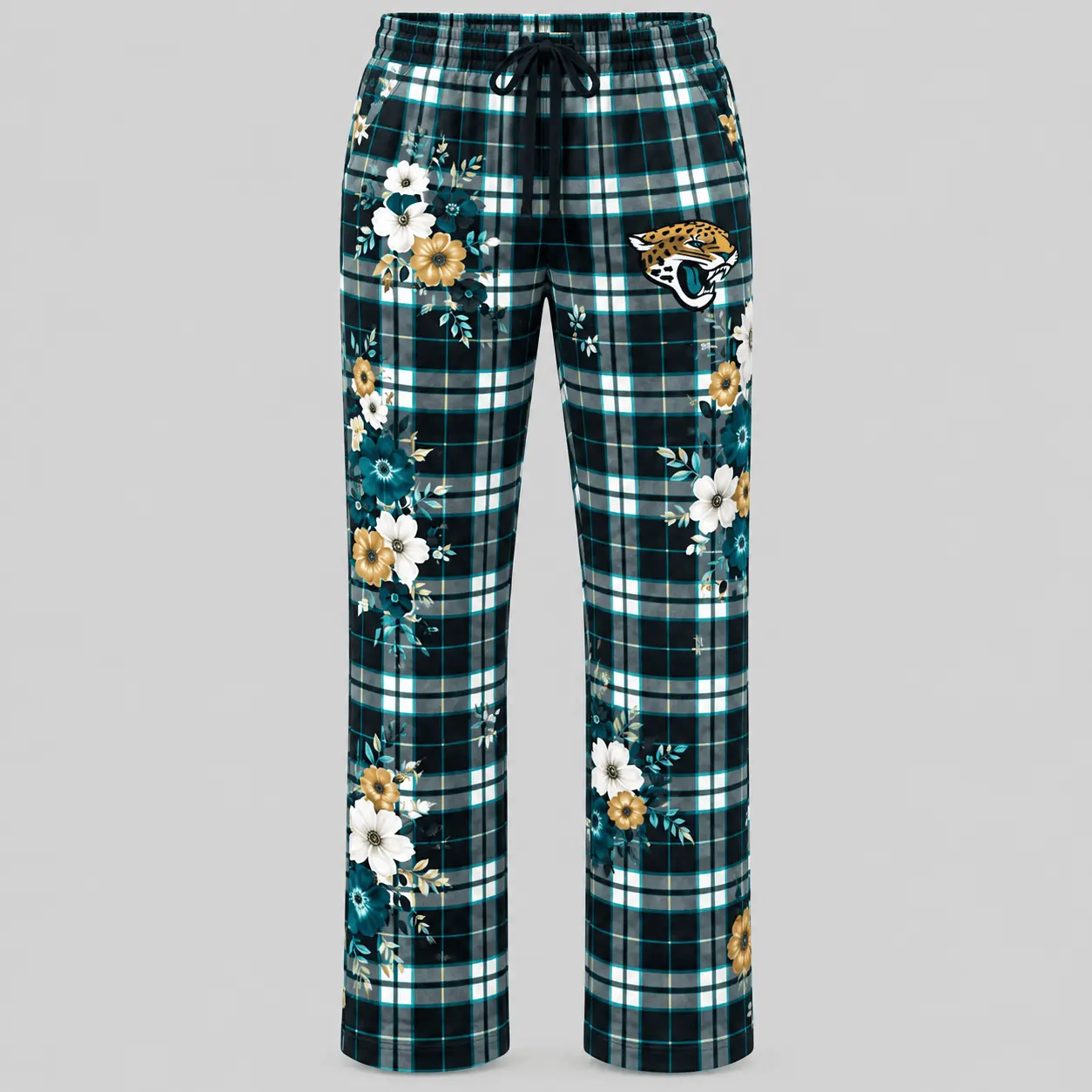 Jacksonville Jaguars | NFL Floral Plaid Pajama Set - Image 3