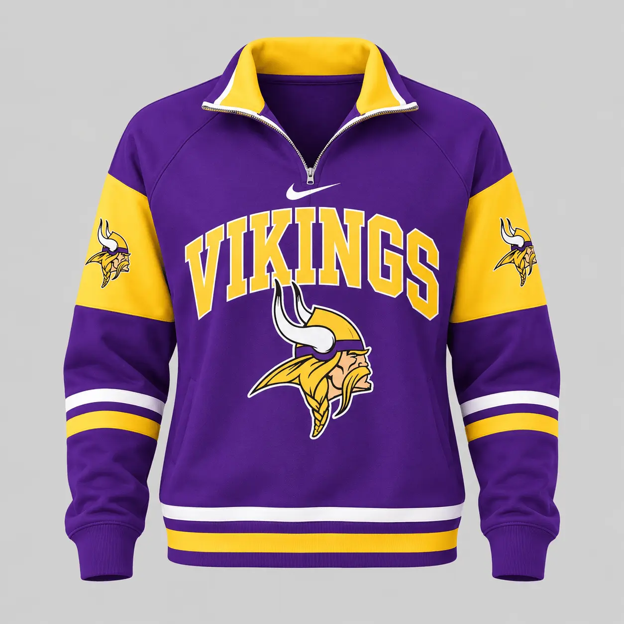 Minnesota Vikings | NFL Quarter Zip Wide Leg Pants Set - Image 2
