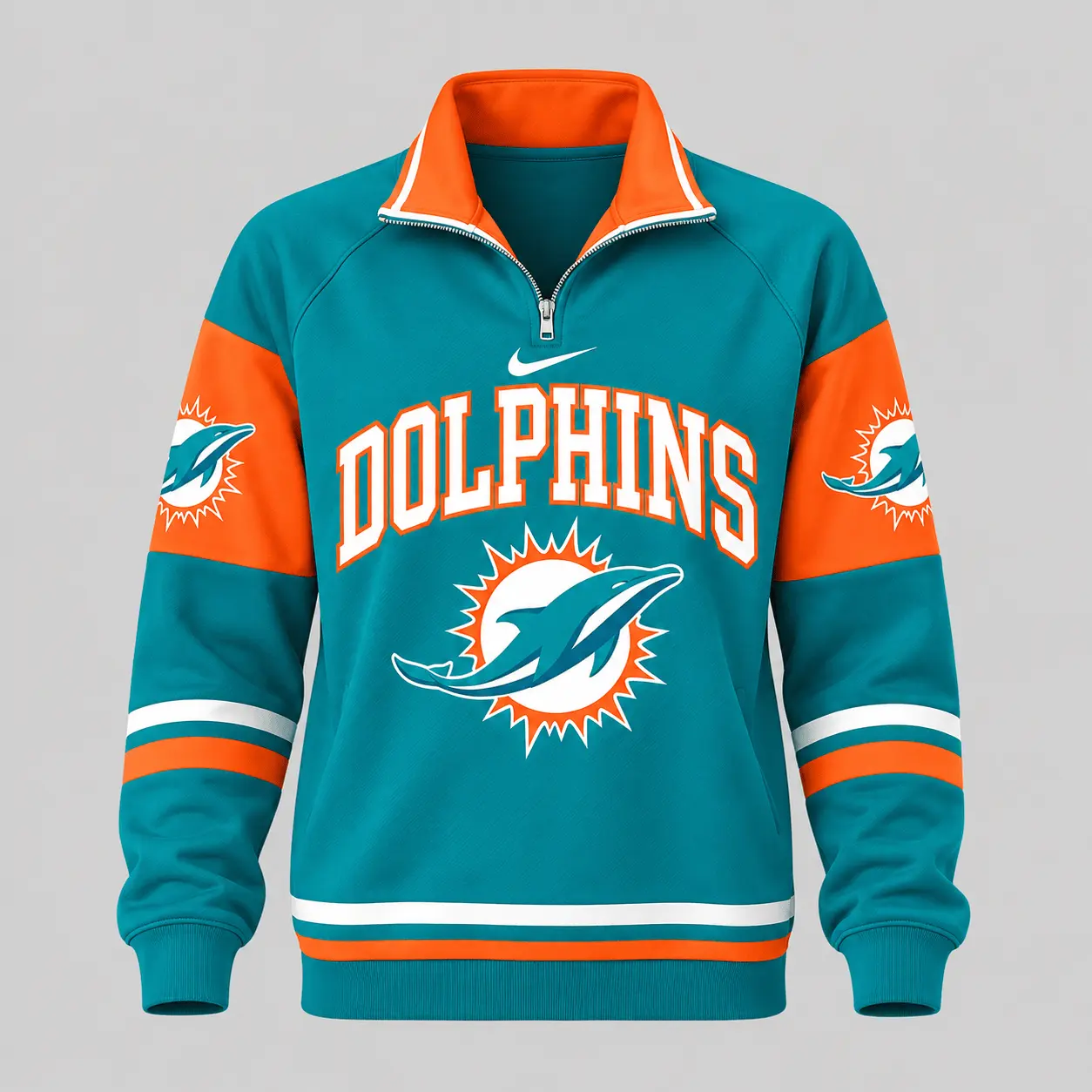 Miami Dolphins | NFL Quarter Zip Wide Leg Pants Set - Image 2