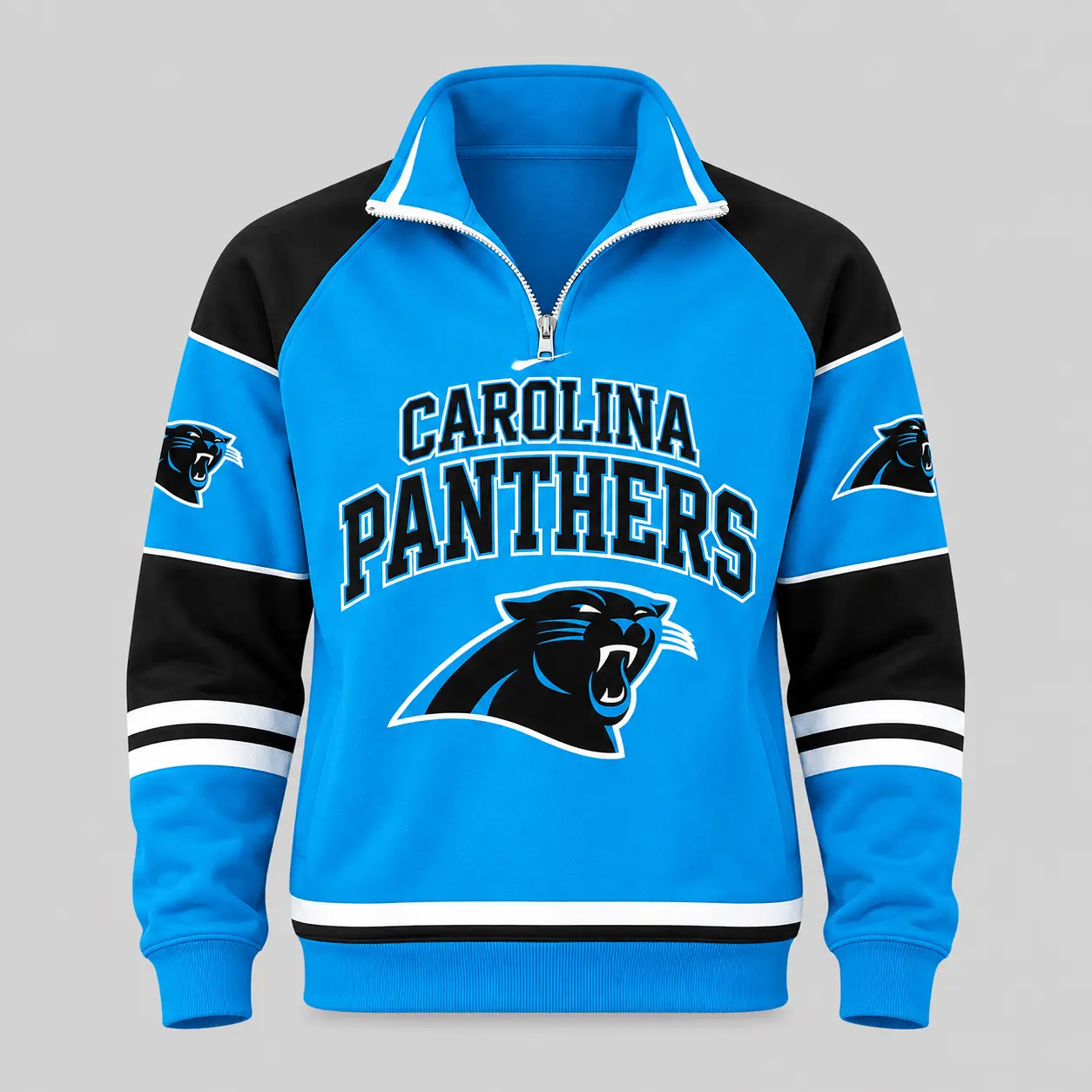 Carolina Panthers | NFL Quarter Zip Wide Leg Pants Set - Image 2