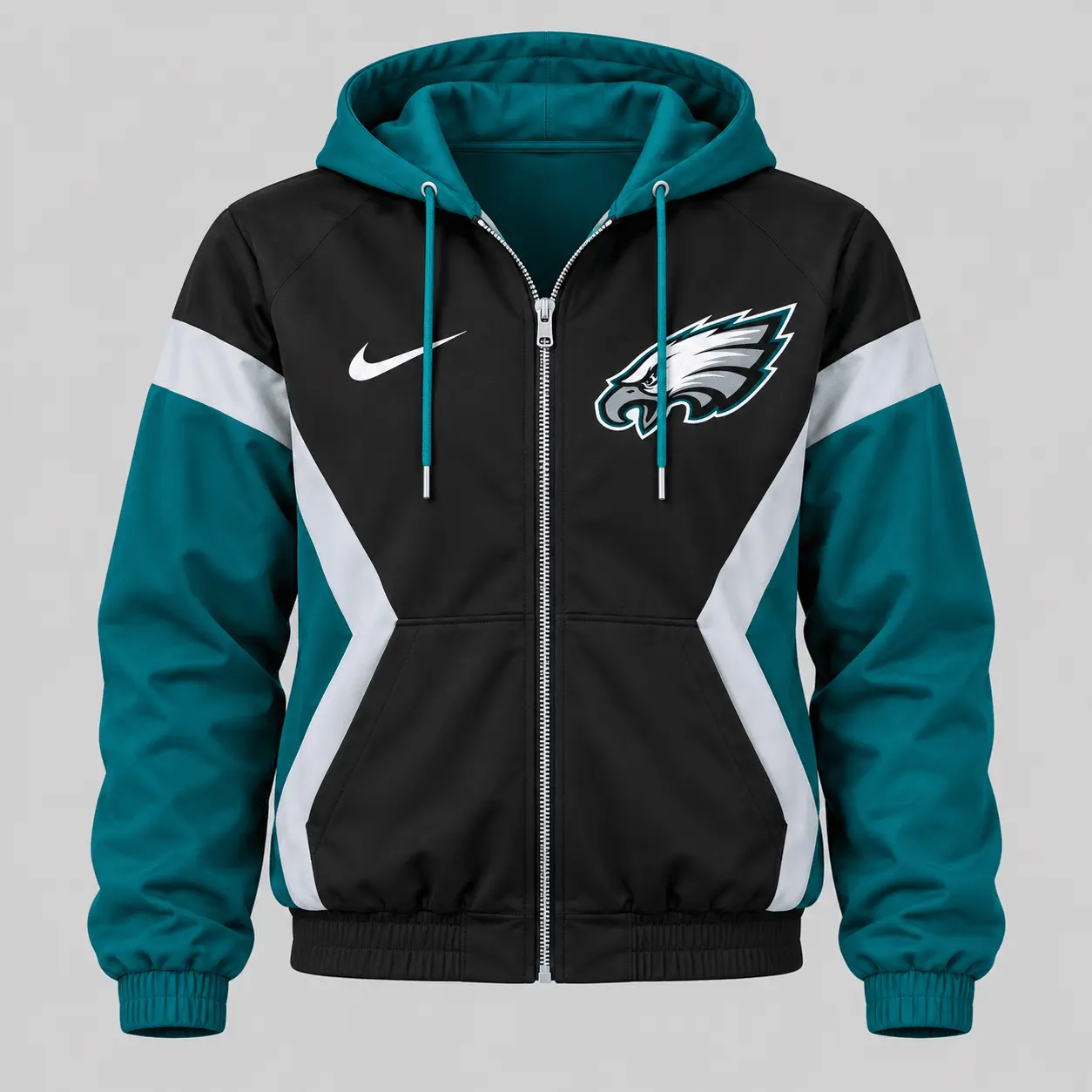 Philadelphia Eagles | NFL Contrast Panel Track Jacket Jogger Set - Image 2