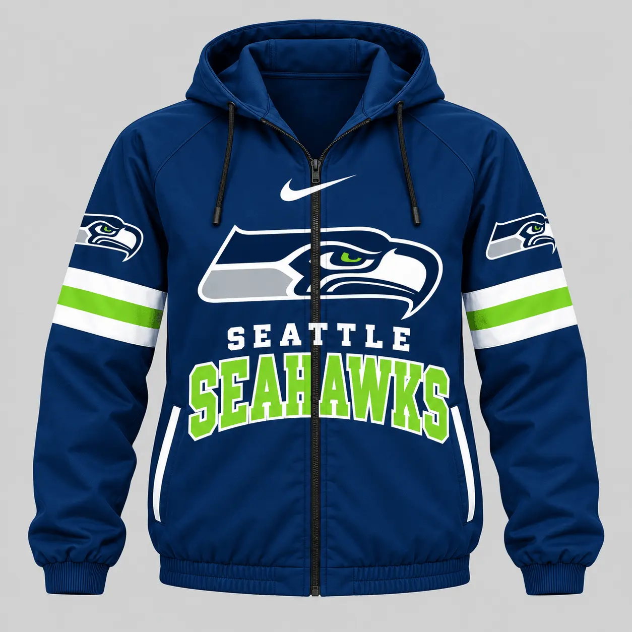 Seattle Seahawks | NFL Stripe Sleeve Hoodie Jogger Set - Image 2
