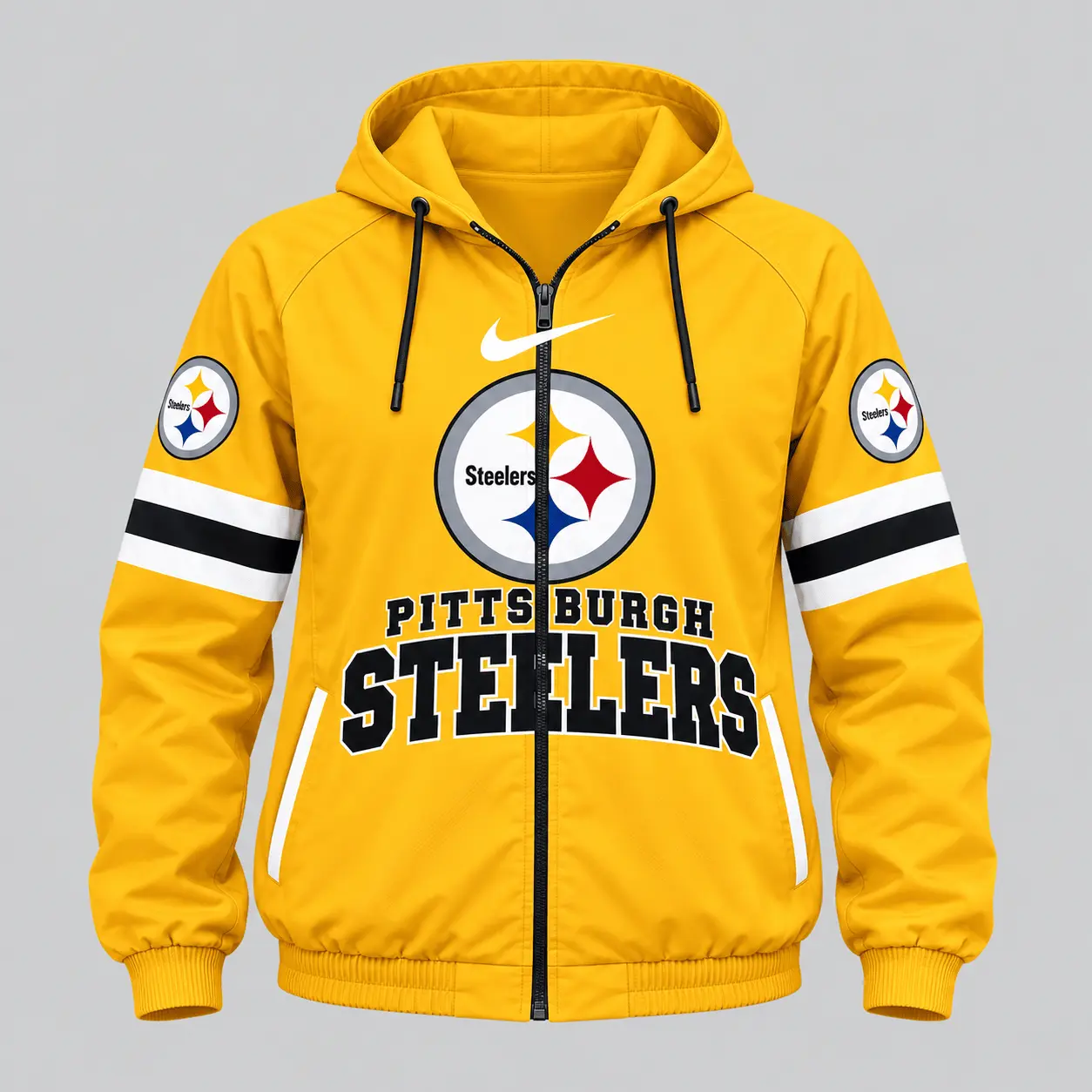 Pittsburgh Steelers | NFL Stripe Sleeve Hoodie Jogger Set - Image 2
