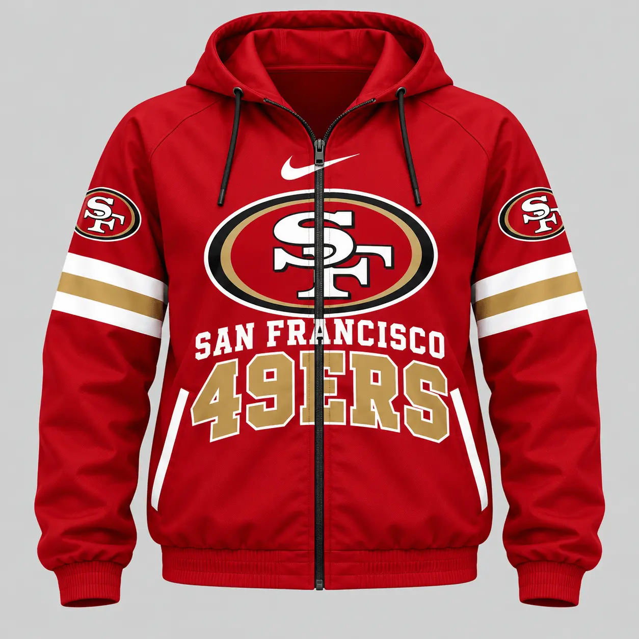 San Francisco 49ers | NFL Stripe Sleeve Hoodie Jogger Set - Image 2