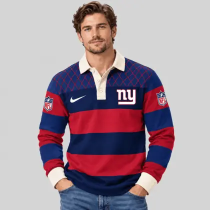 New York Giants | NFL Striped Rugby Polo Sweatshirt