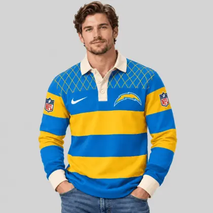 Los Angeles Chargers | NFL Striped Rugby Polo Sweatshirt