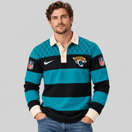 Jacksonville Jaguars | NFL Striped Rugby Polo Sweatshirt