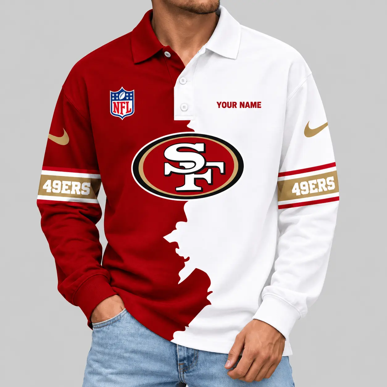 San Francisco 49ers | NFL Split Panel Long Sleeve Polo