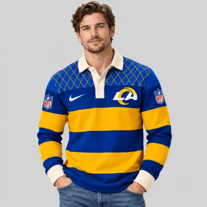 Los Angeles Rams | NFL Striped Rugby Polo Sweatshirt
