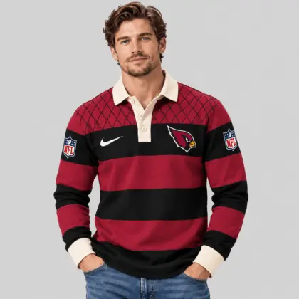 Arizona Cardinals | NFL Striped Rugby Polo Sweatshirt