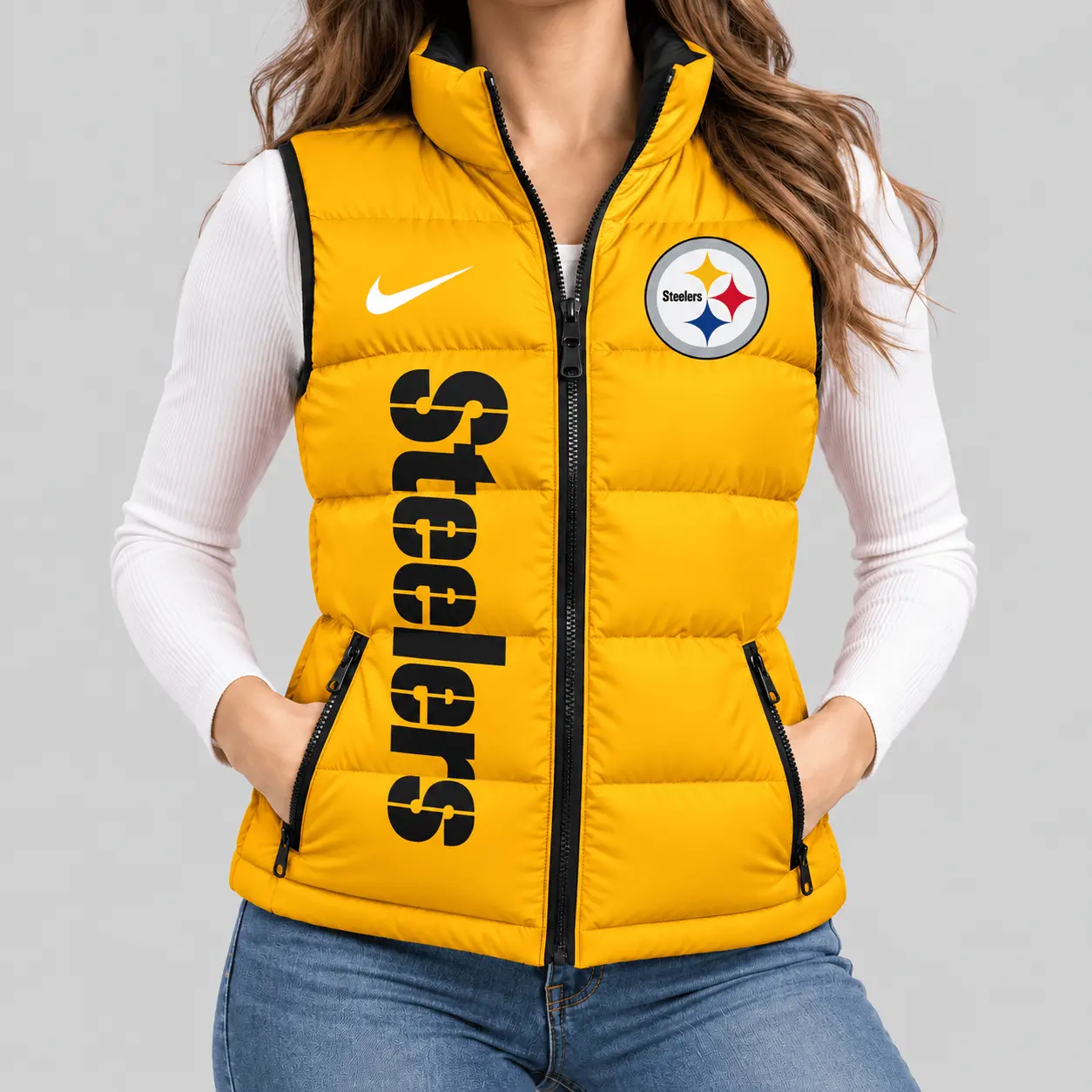 Pittsburgh Steelers | NFL Bold Wordmark Puffer Vest