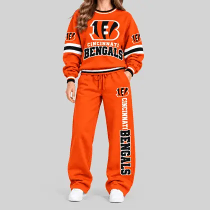 Cincinnati Bengals | NFL Classic Crewneck Sweatshirt Jogger Set