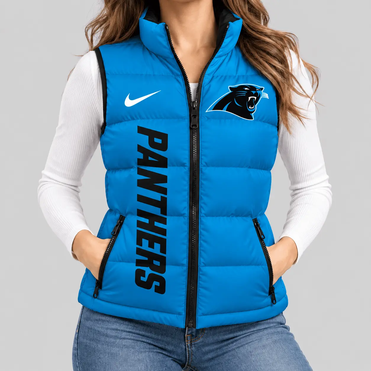 Carolina Panthers | NFL Bold Wordmark Puffer Vest