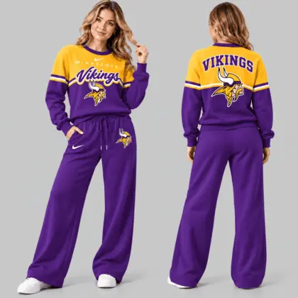 Minnesota Vikings | NFL Script Crewneck Sweatshirt Wide Leg Set