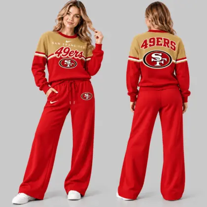 San Francisco 49ers | NFL Script Crewneck Sweatshirt Wide Leg Set