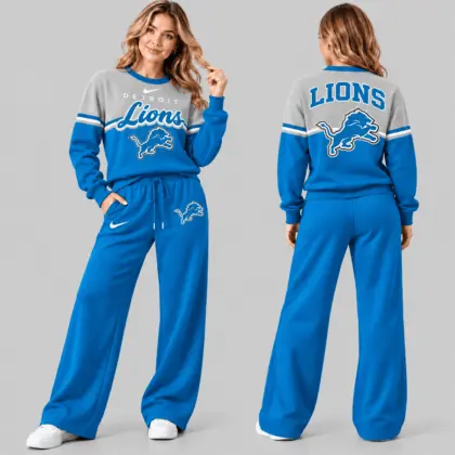 Detroit Lions | NFL Script Crewneck Sweatshirt Wide Leg Set