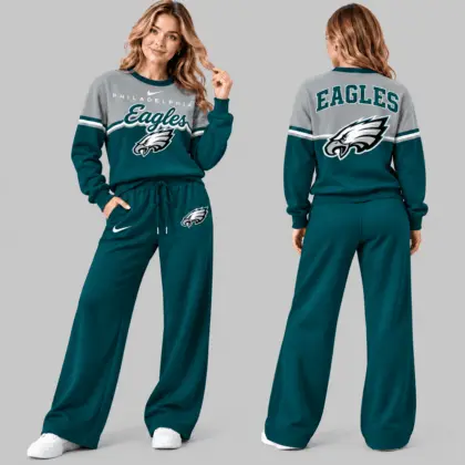 Philadelphia Eagles | NFL Script Crewneck Sweatshirt Wide Leg Set