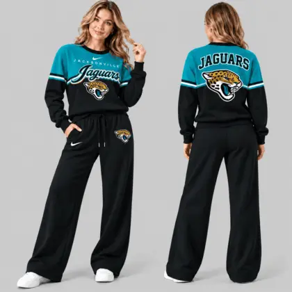 Jacksonville Jaguars | NFL Script Crewneck Sweatshirt Wide Leg Set