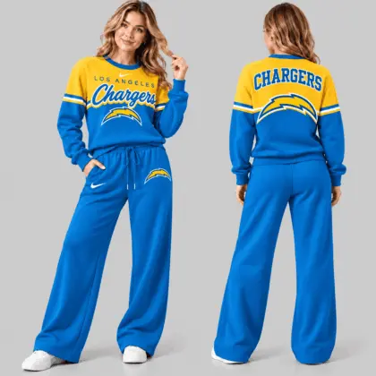 Los Angeles Chargers | NFL Script Crewneck Sweatshirt Wide Leg Set