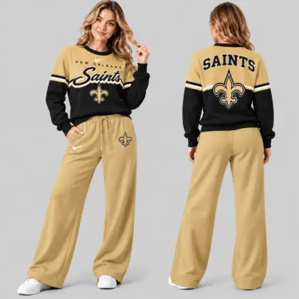 New Orleans Saints | NFL Script Crewneck Sweatshirt Wide Leg Set