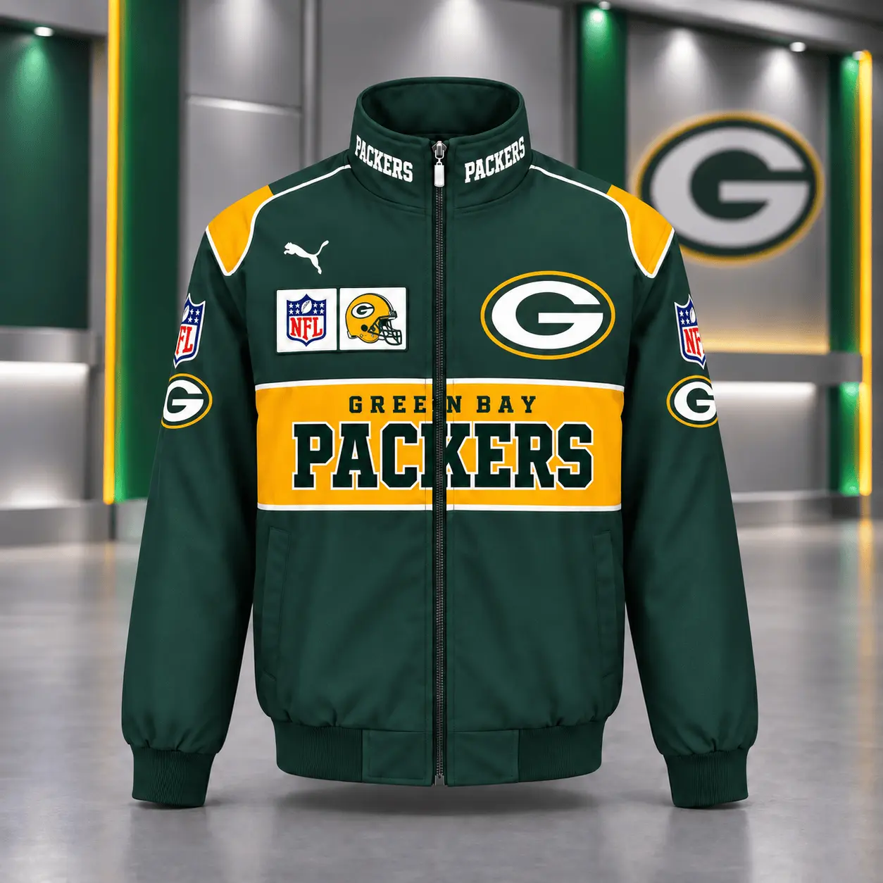 Green Bay Packers | Premium NFL Game Day Team Spirit Full-Zip Casual Jacket TD