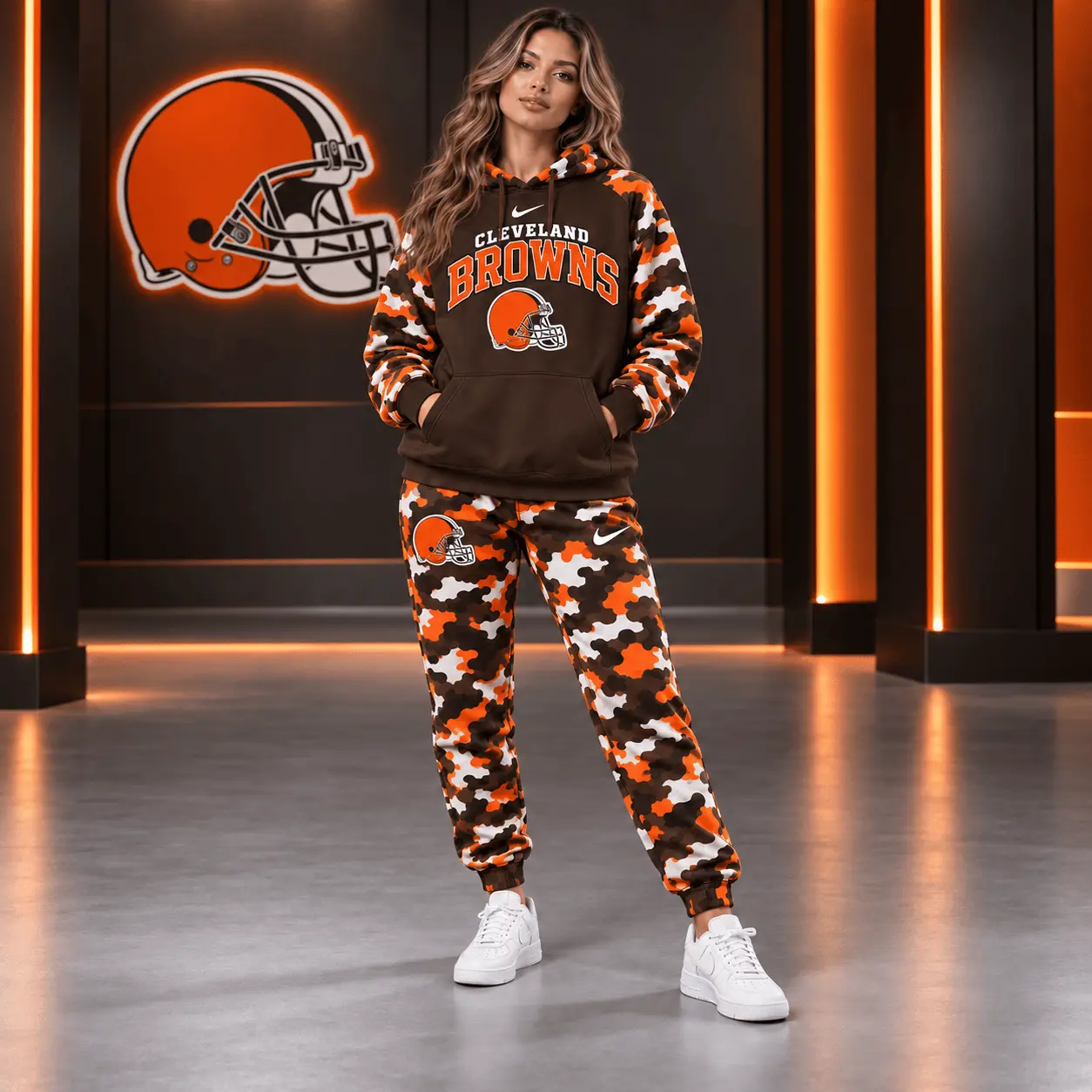 Cleveland Browns | Premium NFL Game Day Team Spirit Camo Tracksuit Set TD