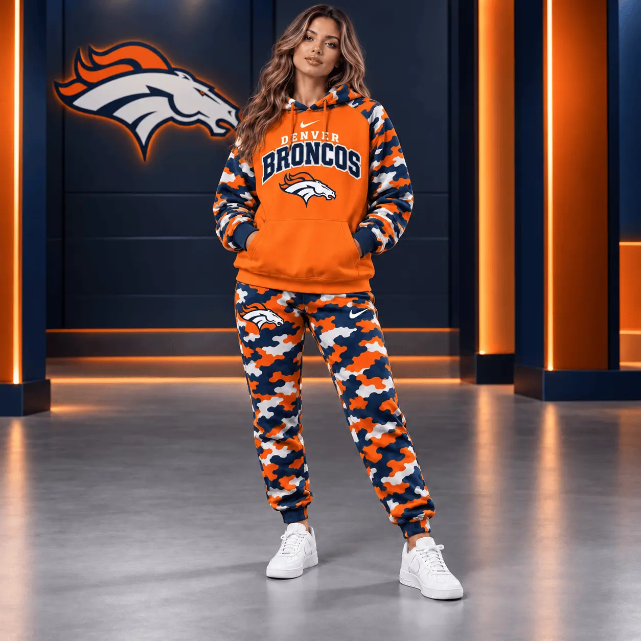 Denver Broncos | Premium NFL Game Day Team Spirit Camo Tracksuit Set TD
