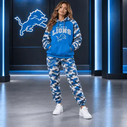 Detroit Lions | Premium NFL Game Day Team Spirit Camo Tracksuit Set TD