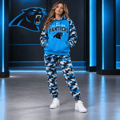 Carolina Panthers | Premium NFL Game Day Team Spirit Camo Tracksuit Set TD