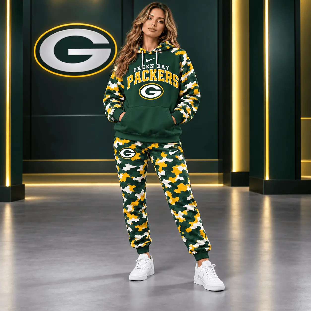 Green Bay Packers | Premium NFL Game Day Team Spirit Camo Tracksuit Set TD