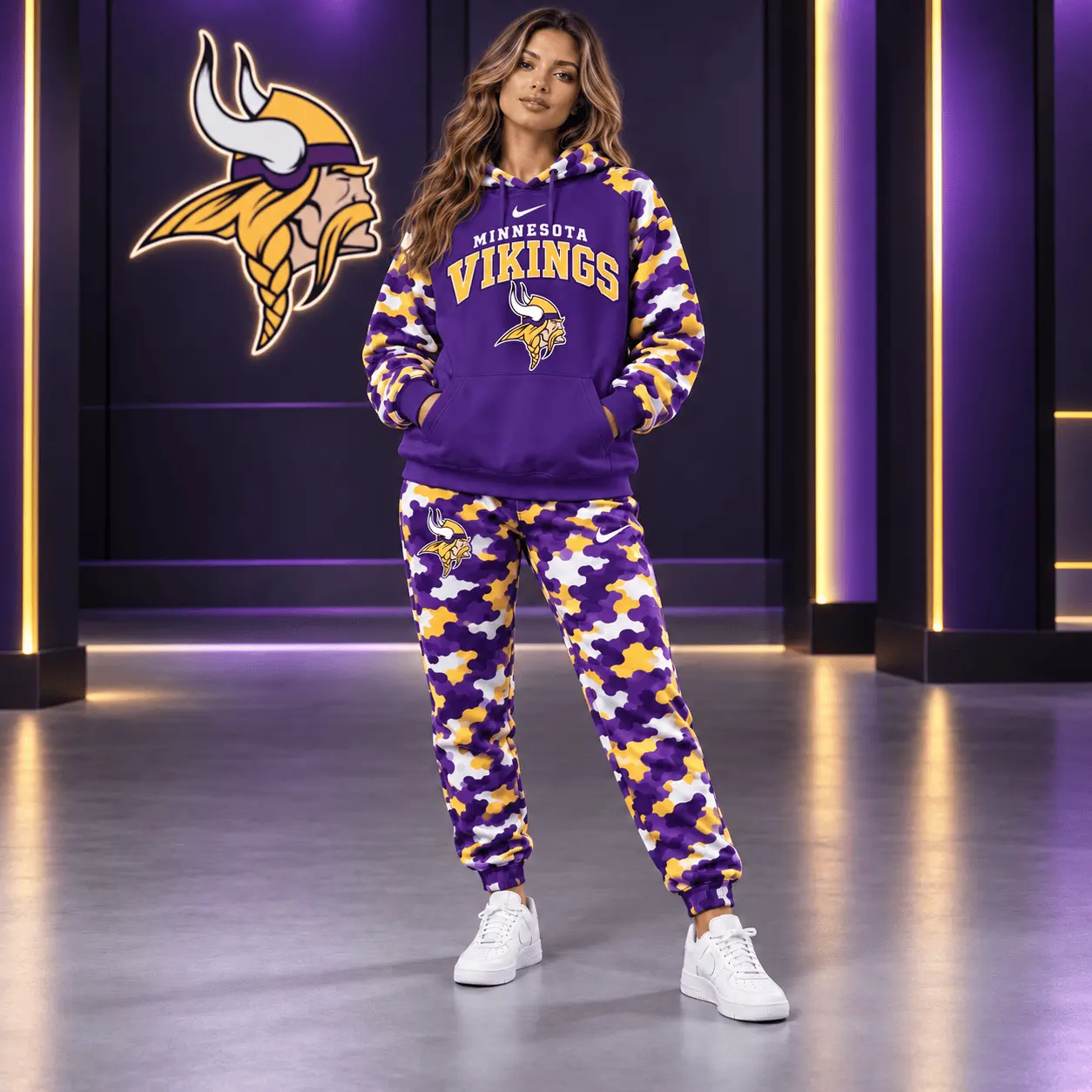 Minnesota Vikings | Premium NFL Game Day Team Spirit Camo Tracksuit Set TD