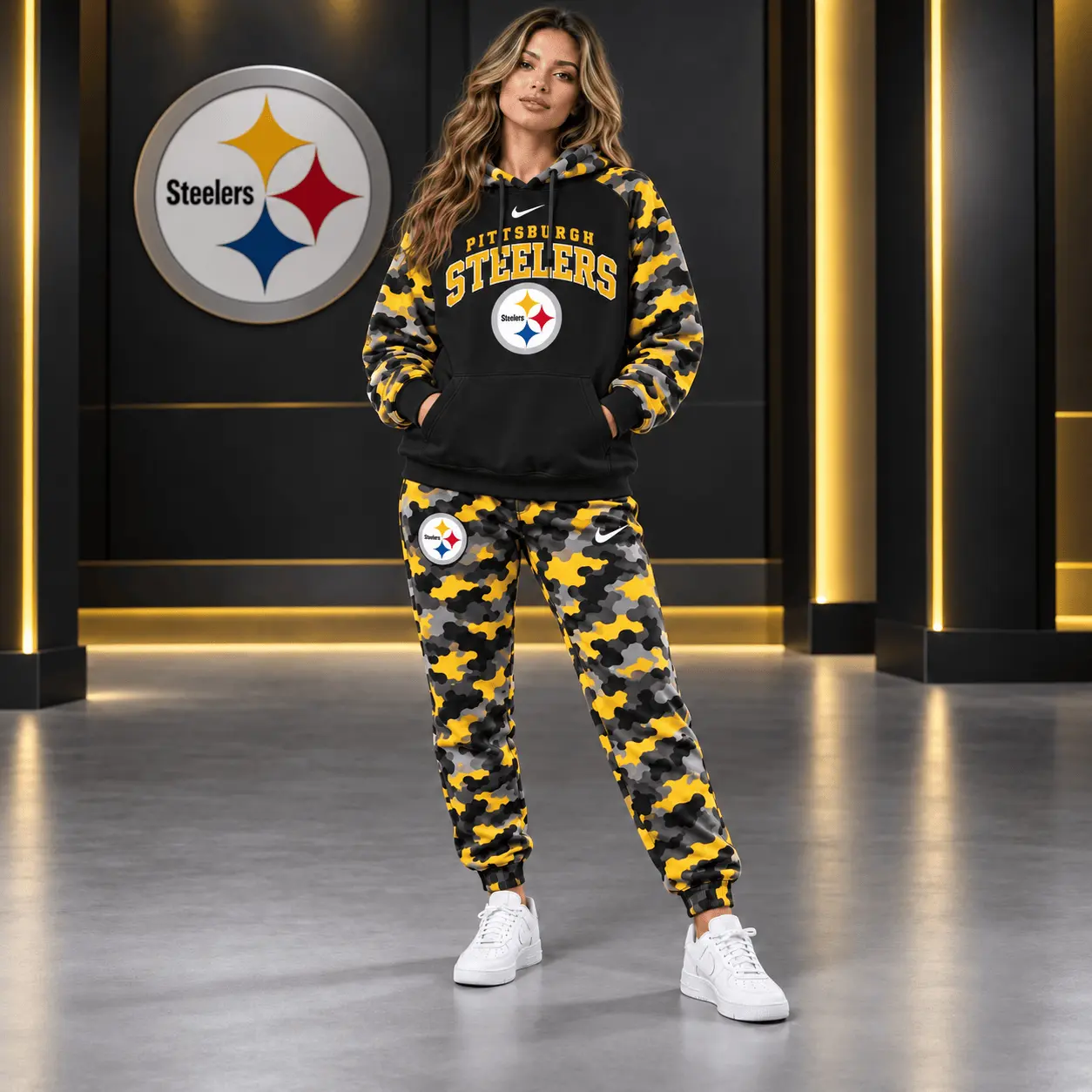 Pittsburgh Steelers | Premium NFL Game Day Team Spirit Camo Tracksuit Set TD