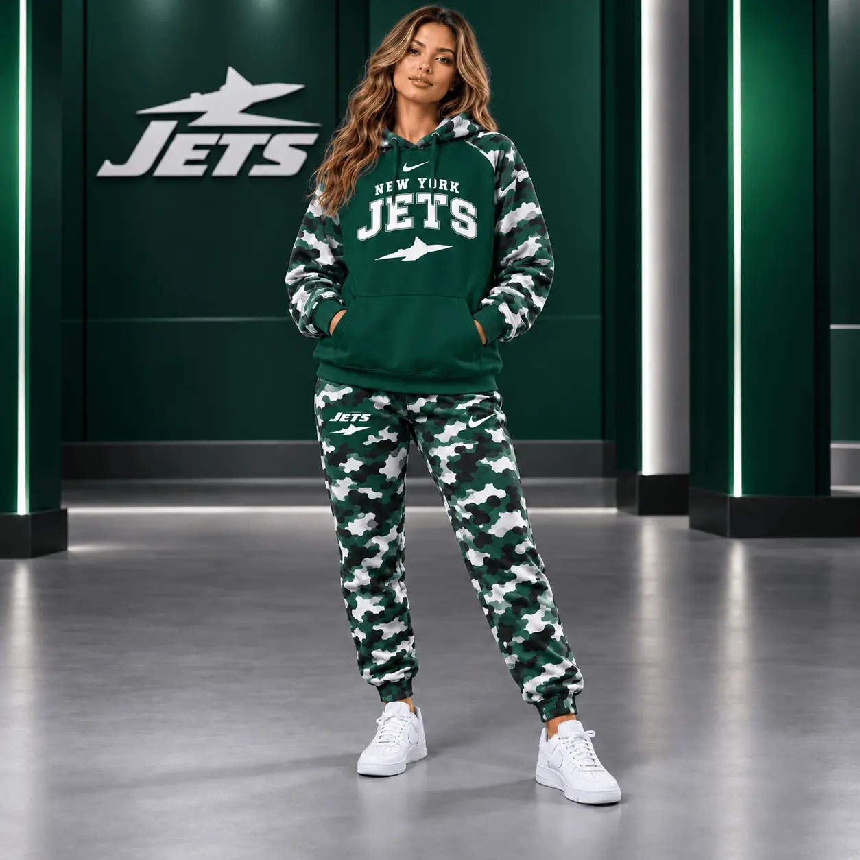 New York Jets | Premium NFL Game Day Team Spirit Camo Tracksuit Set TD
