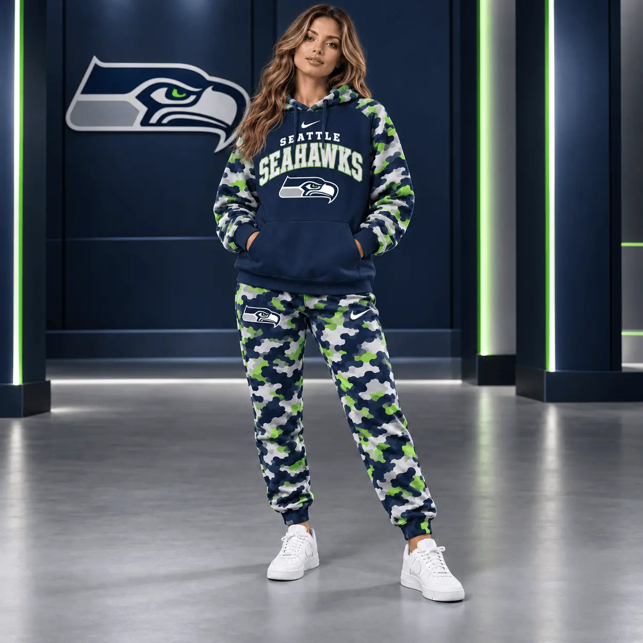 Seattle Seahawks | Premium NFL Game Day Team Spirit Camo Tracksuit Set TD