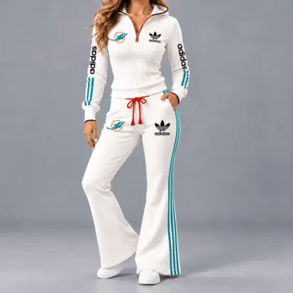 Miami Dolphins | Premium NFL Game Day Team Spirit Quarter-Zip Hoodie & Flared Pants Set TD