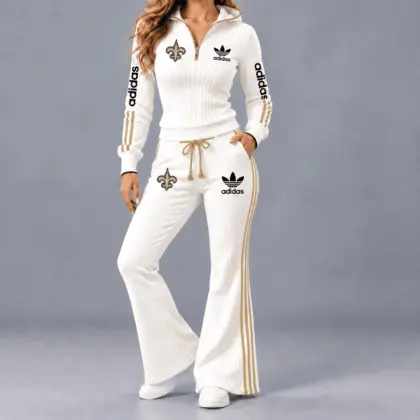 New Orleans Saints | Premium NFL Game Day Team Spirit Quarter-Zip Hoodie & Flared Pants Set TD